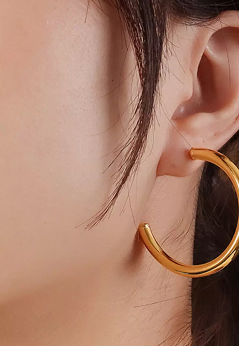 Erica Gold Hoop Earrings 40mm