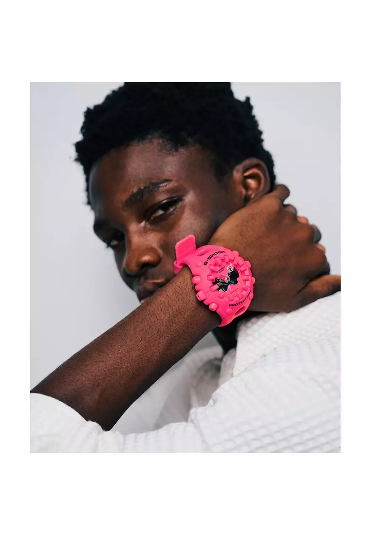 GA-V01-4A Men Analog-Digital Watch with Pink Resin Band