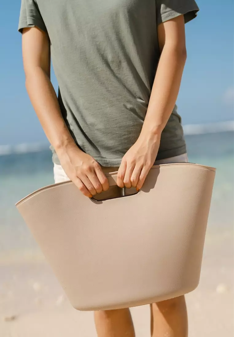 Large Wet Bucket Bag, Tas Pantai Tahan Air - Taupe
