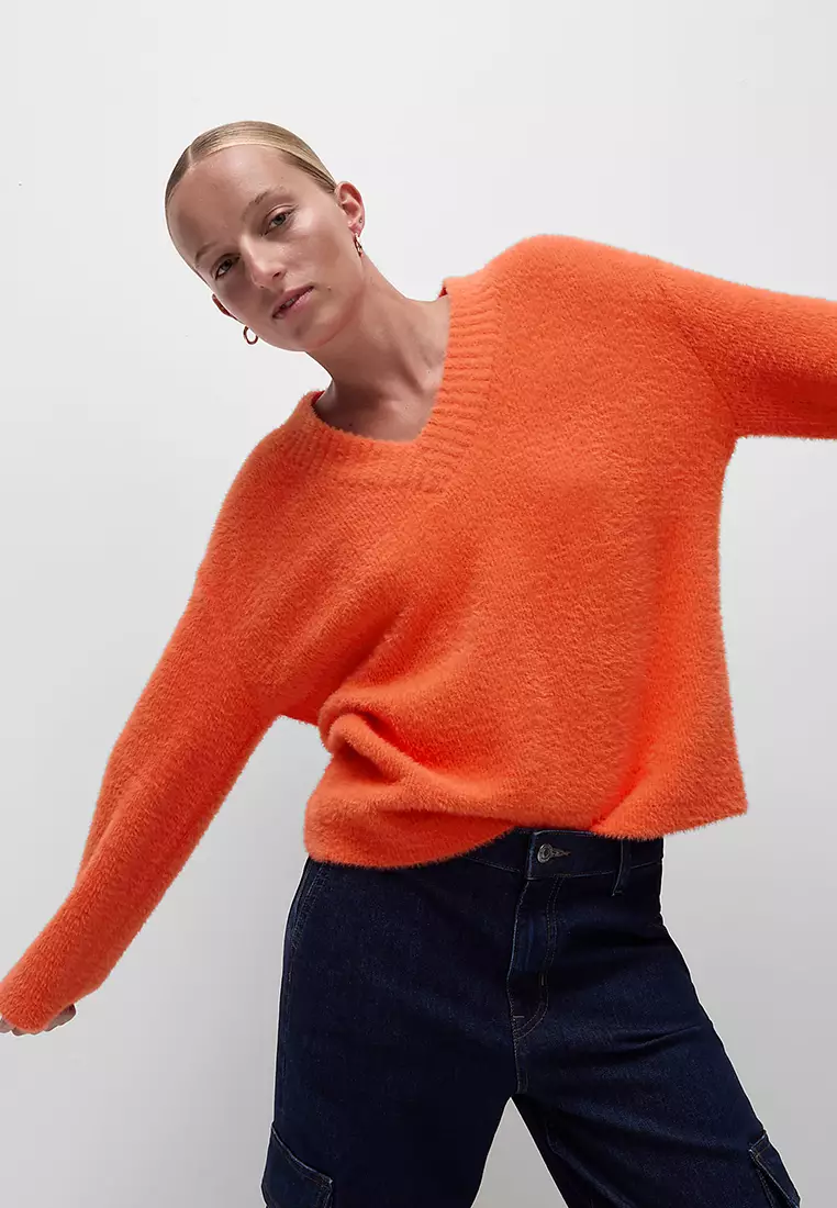 Textured V-Neck Sweatshirt