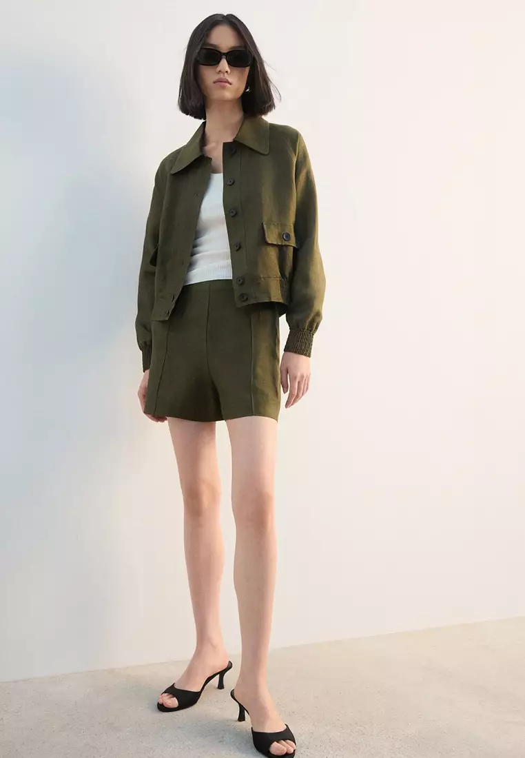 Buttons Linen-Blend Jacket