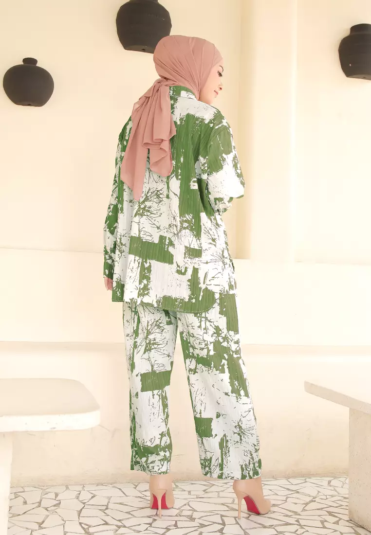 Shanay Oneset | Setelan Wanita Motif Tie Dye - Mantis Green