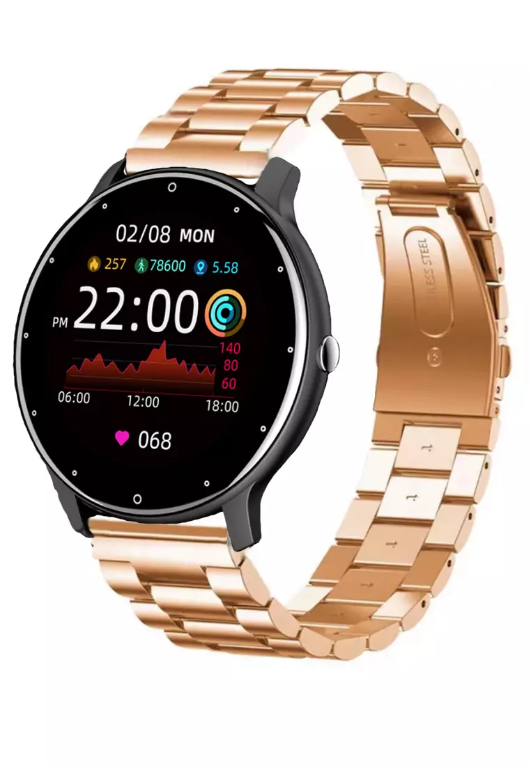 EGLANTINE Unisex IOS/Android Black SmartWatch with Stainless Steel