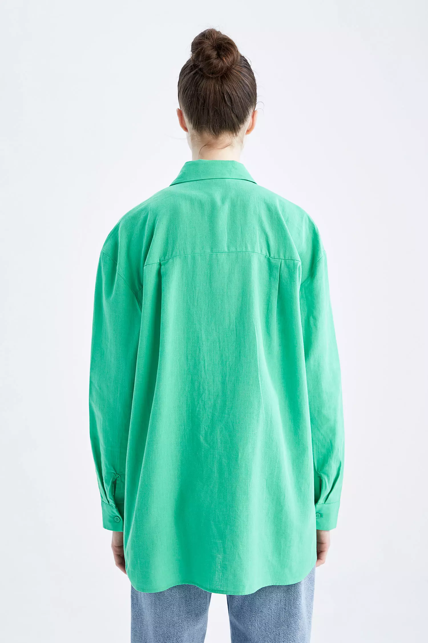 DeFacto Oversize Fit Long Sleeve Linen Shirt 2024 | Buy DeFacto Online ...