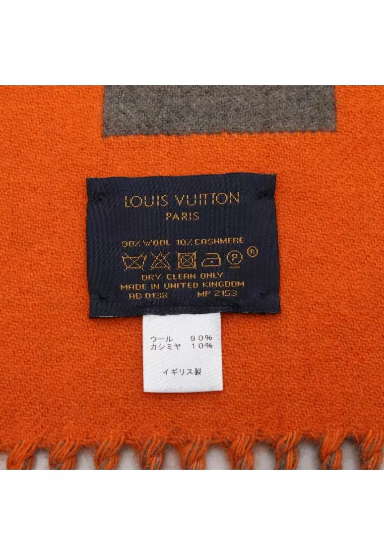 Pre-Loved Louis Vuitton Écharpe City Fluorescent Scarf wool cashmere orange gray