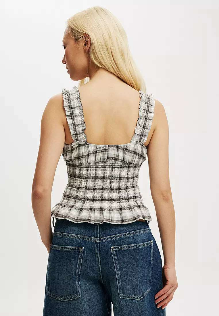 Alina Shirred Button Blouse