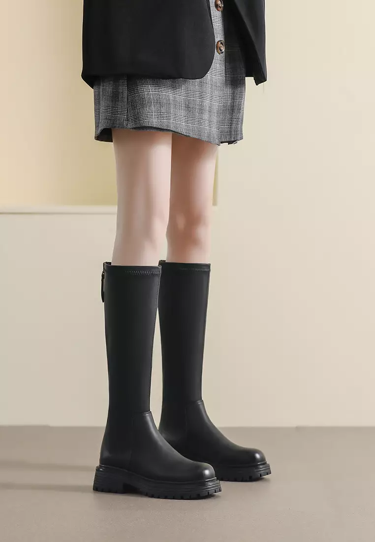 Zipper Microfiber Leather Riding Boots WW1605