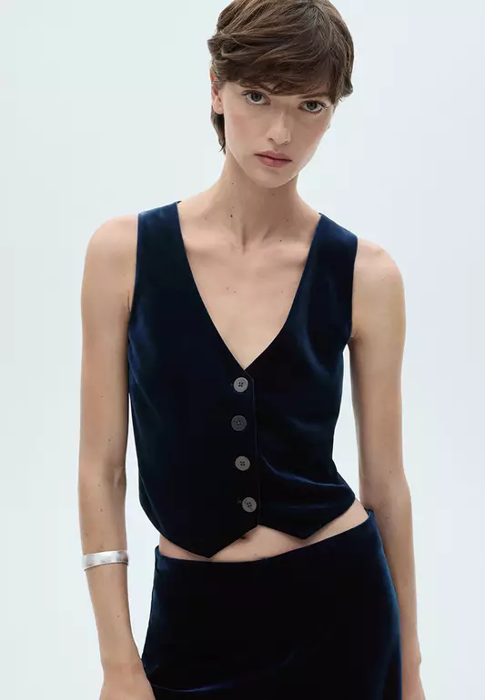 Cropped Velvet Waistcoat