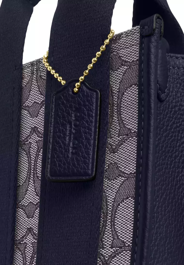 Smith Mini Tote Bag In Signature Jacquard - Navy/ Midnight Navy CCL75