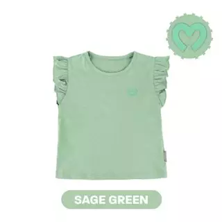 Mooi Atasan Anak Perempuan Comfy Girls Ruffle T-shirt - Sage Green