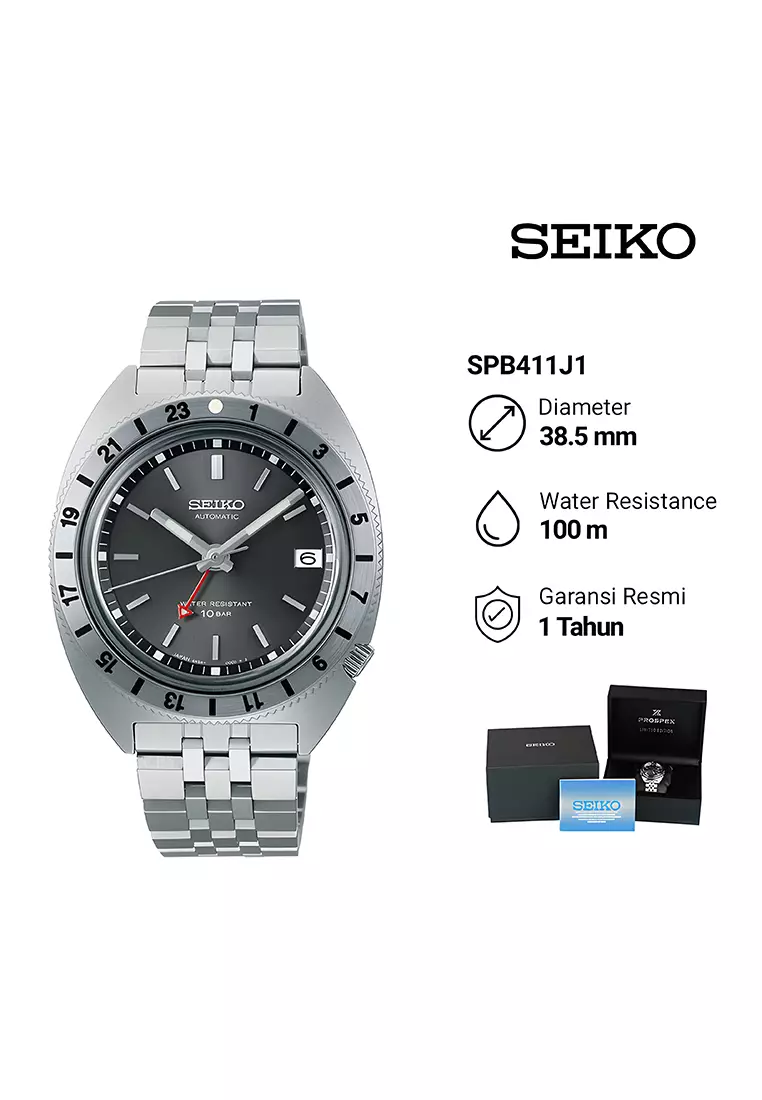 Seiko Prospex SPB411J1 ‘Navigator Timer’ Land Mechanical GMT Limited Edition - Jam Tangan Automatic Pria - Grey Dial - All Stainless Steel