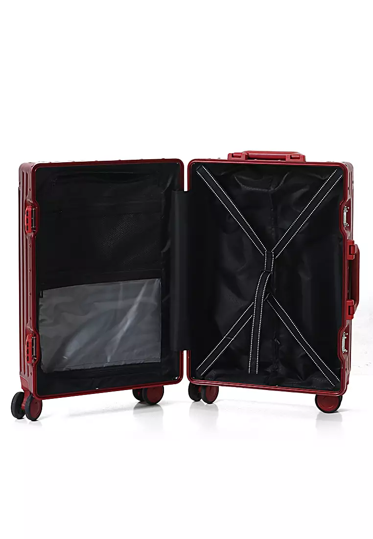Barayev Koper Alumunium Frame Size 20 Inch Travel Bag Unisex Large Compartment  TSA Lock Material Polycarbonate ORIGINAL -Red