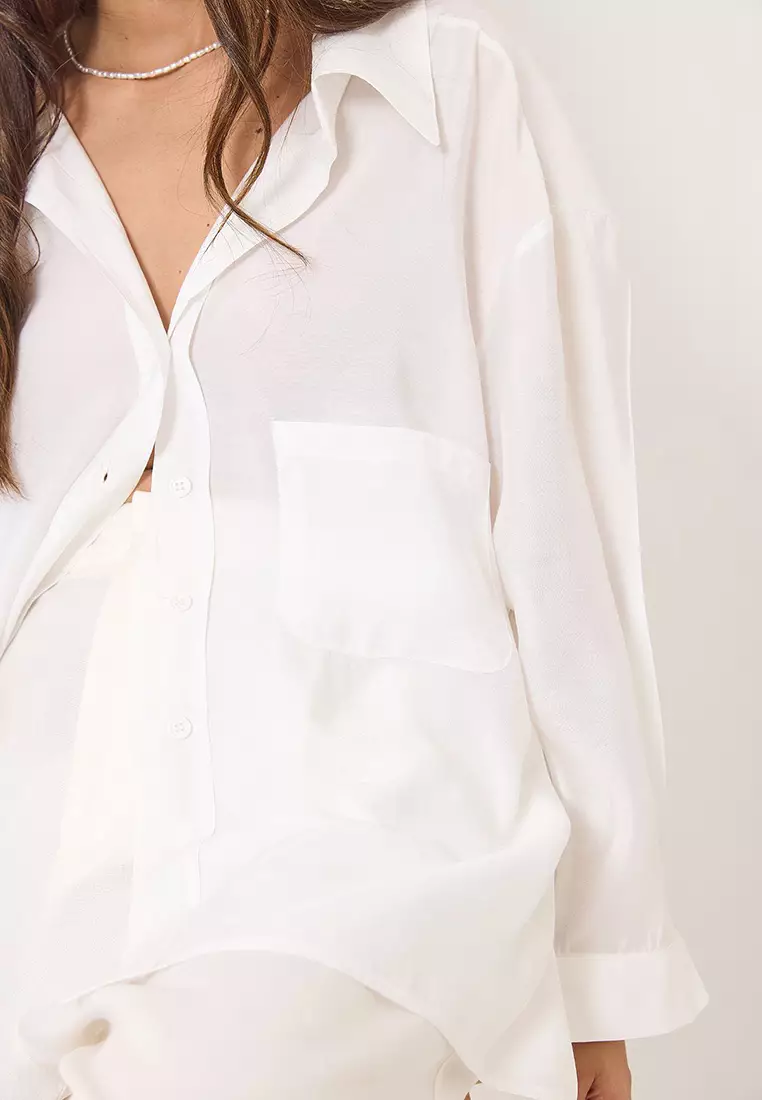 Women's Oversize V-Neck Modal Shirt 60388 60271075