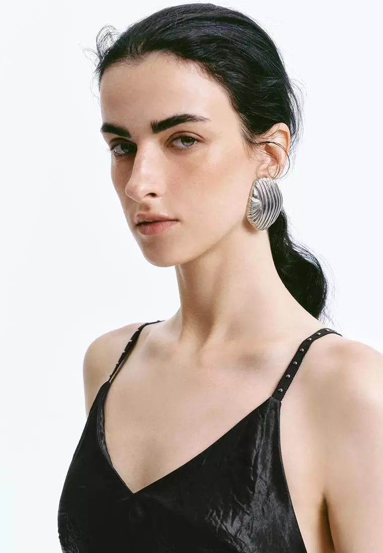 Cross Back Textured Satin Maxi Dress