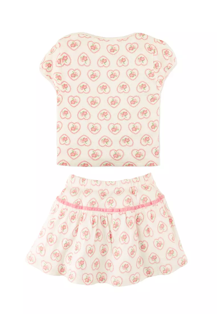 Rosie Printed Pointelle Skort Set with Bows