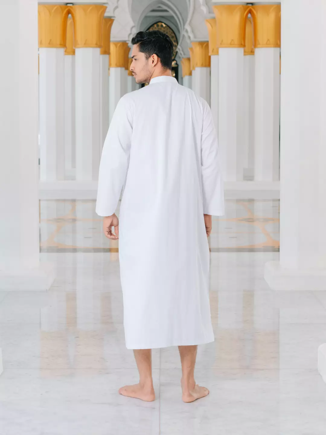 Adyatma Baju Koko Jubah Gamis Pria COTTON COMBED TWILL White Regular Fit Baju Muslim Pria Lengan Panjang