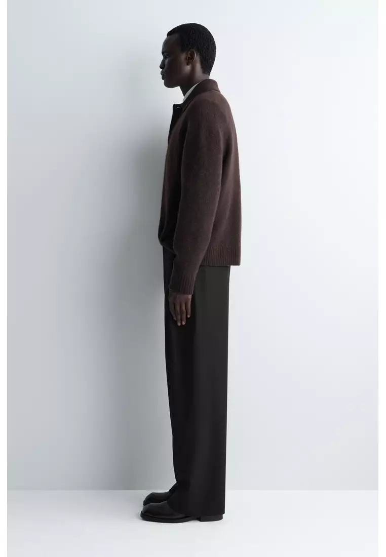 PLEATED WOOL RELAXED-FIT WIDE-LEG TROUSERS