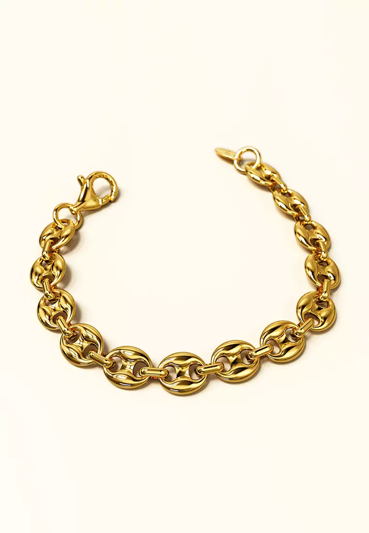 Interlocking Anchor Link Bracelet in Gold - 11mm