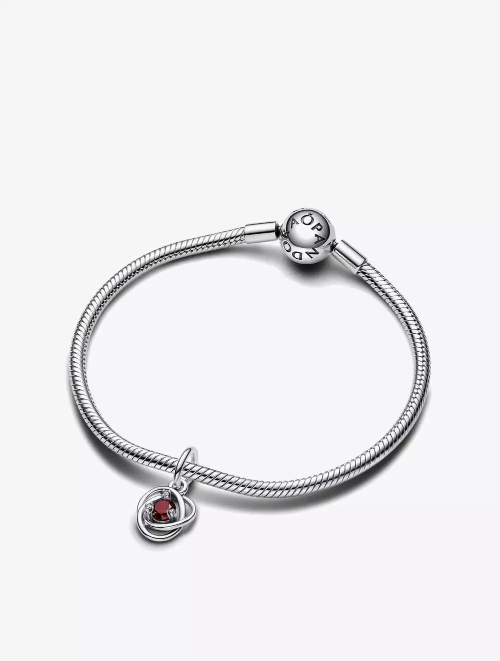 Sterling silver dangle with salsa red crystal and clear cubic zirconia