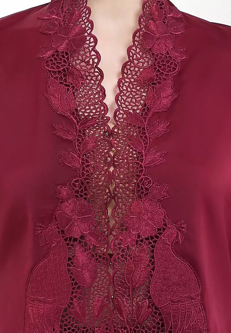 Embroidery Kebaya 7/8-Sleeve>Peacock Unicolor