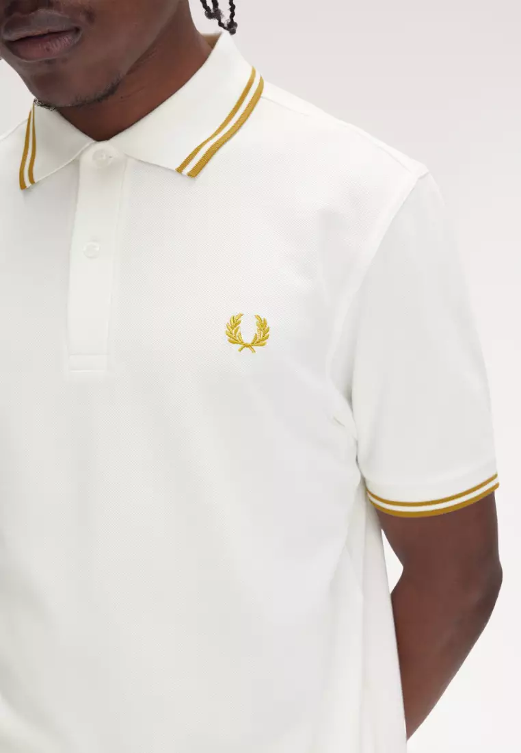 Fred Perry M3600 Twin Tipped Fred Perry Shirt (Snow White/ Honeycomb)