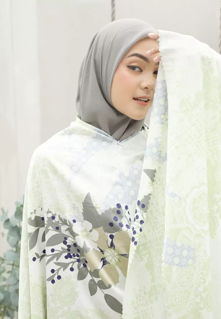 Zelena - Mukena Motif Raviera Lasercut 2in1 Prayer Set - Apple Blossom