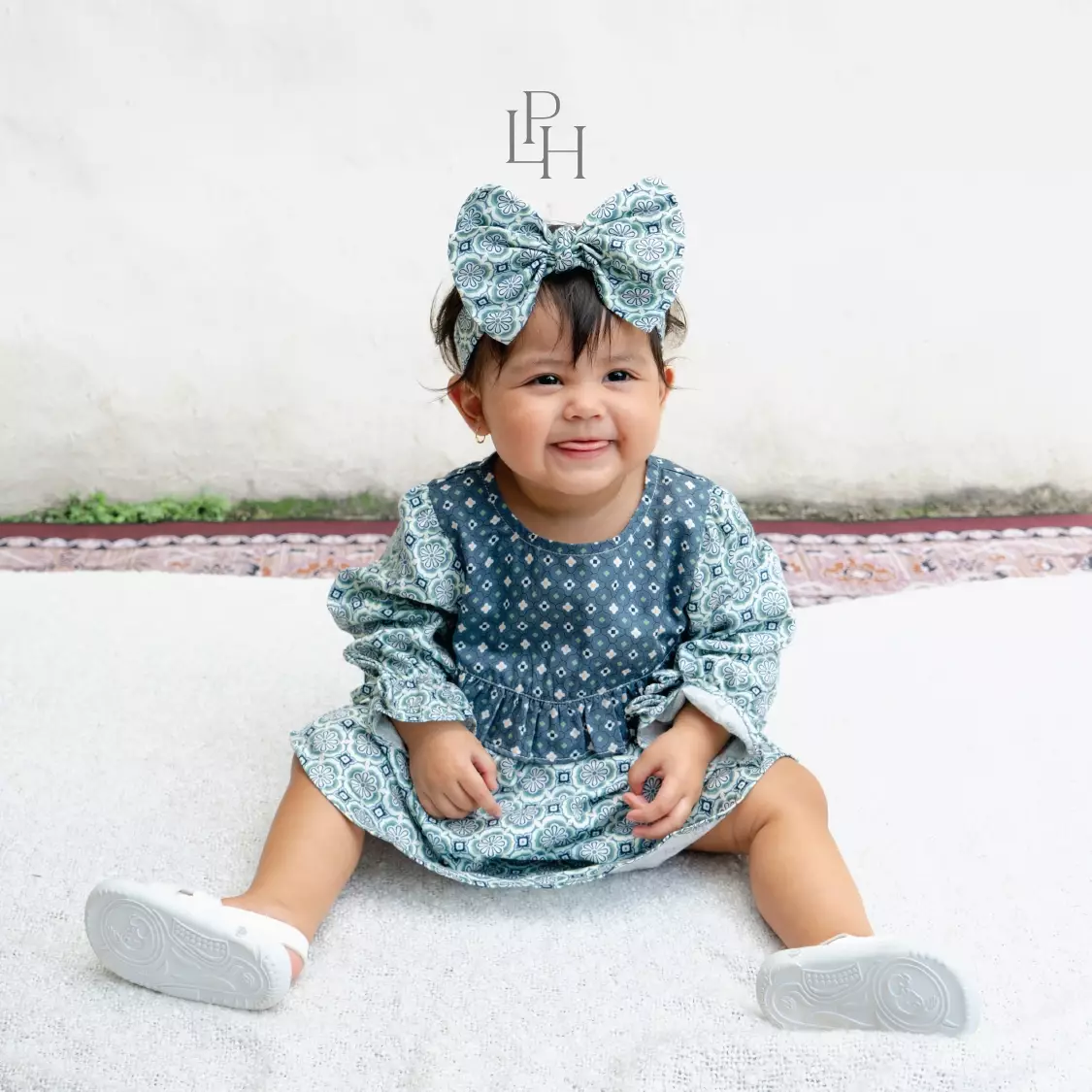 Little Palmerhaus - Baju Lebaran 2026 - Saraya Baby Girl Gamis (Baju Gamis Bayi Usia 0-12 Bulan) Slate Blue