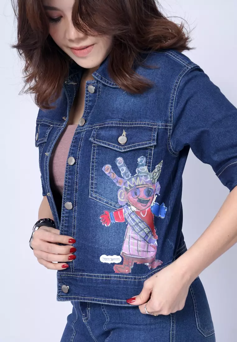 Triset Casual Pakaian Wanita Jacket Denim - TJ500228933