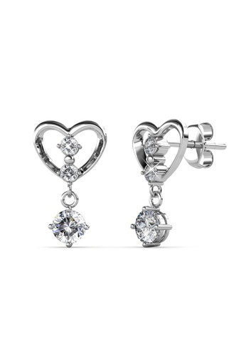 Her Jewellery silver Hanging Love Earrings (White Gold) - Made with premium grade crystals from Austria 2B464AC0E76A2CGS_1