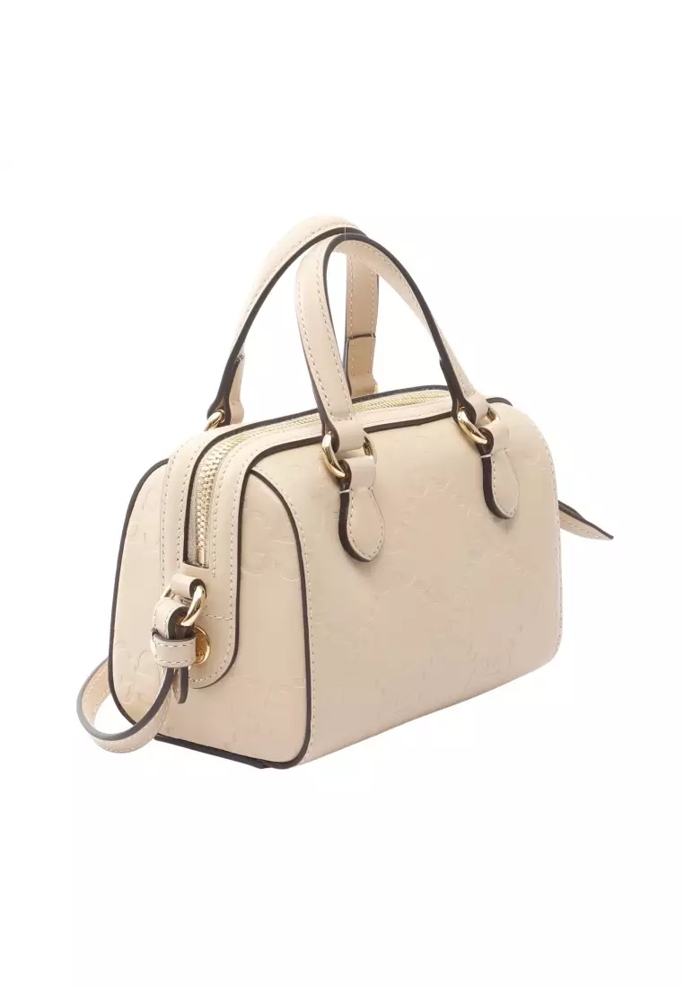 Pre-Loved Gucci GG super mini Handbag leather light beige 2WAY