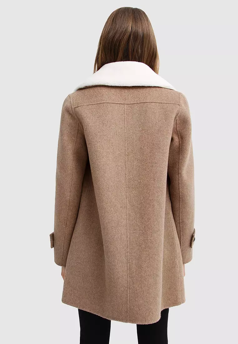 Liberty Sherpa Collar Wool Blend Coat - Blush main image 0