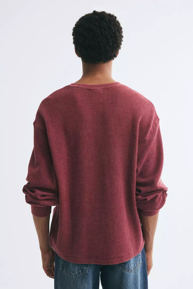 Regular Fit Waffled henley top