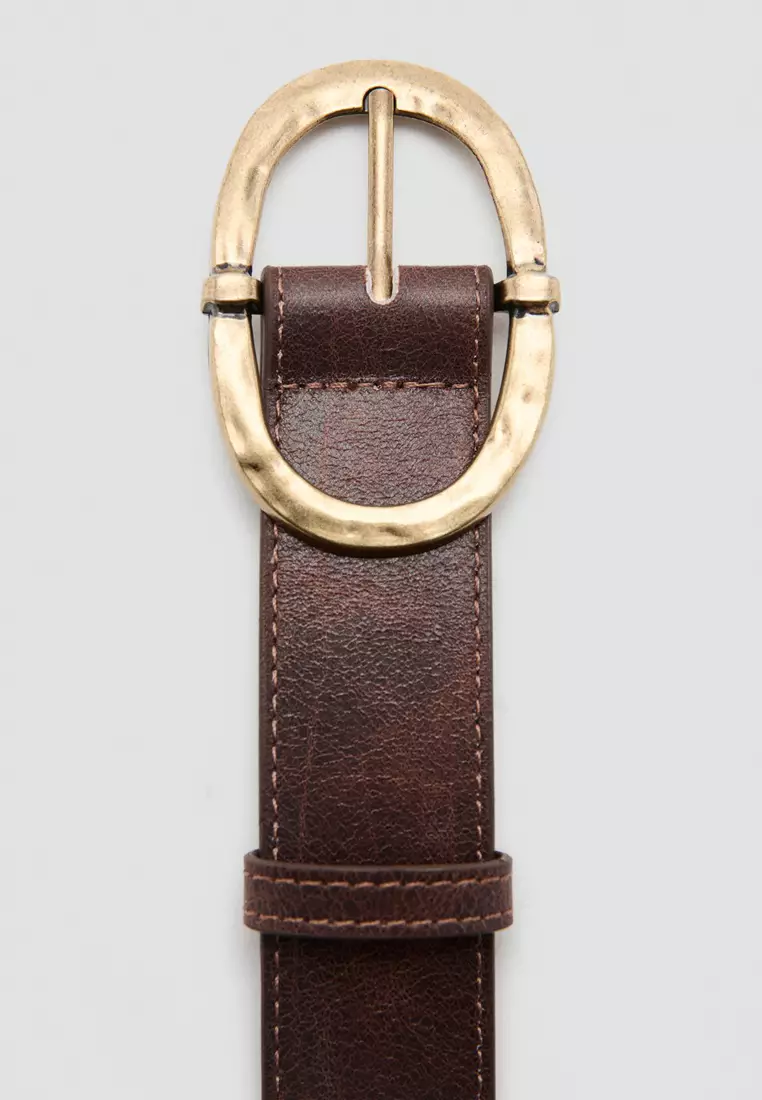 Textured Metal Buckle Belt