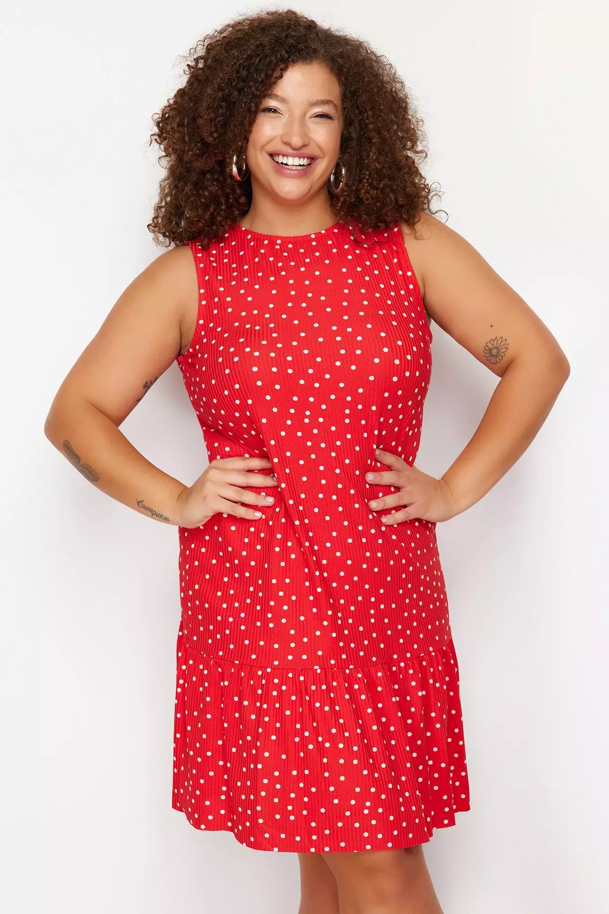 Plus Size Flounce Shift Mini Dress