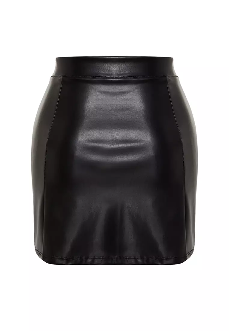 Faux Leather Draped Skirt