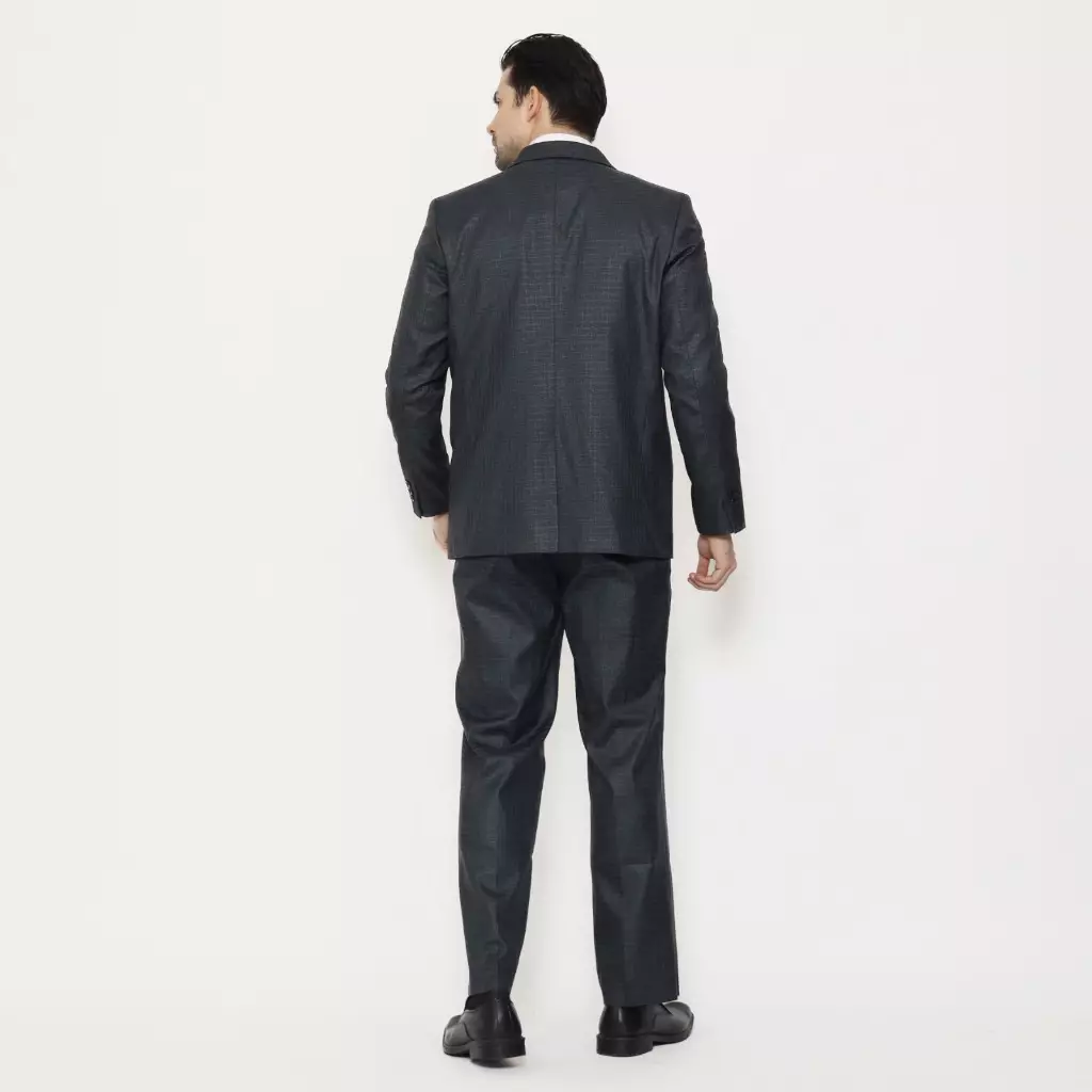 LAWELL BRAVO-ST-S2 Jas Formal Pria Navy Check Kecil Regular Fit Kancing 2