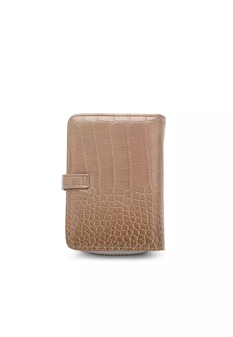 Women's Croc Wallet with Coin Compartment - Khaki