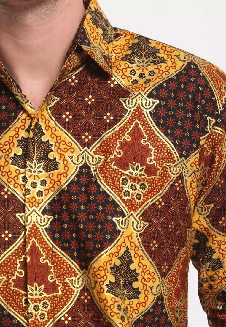 Gold Cube Kemeja Batik Pria Modern Lengan Panjang