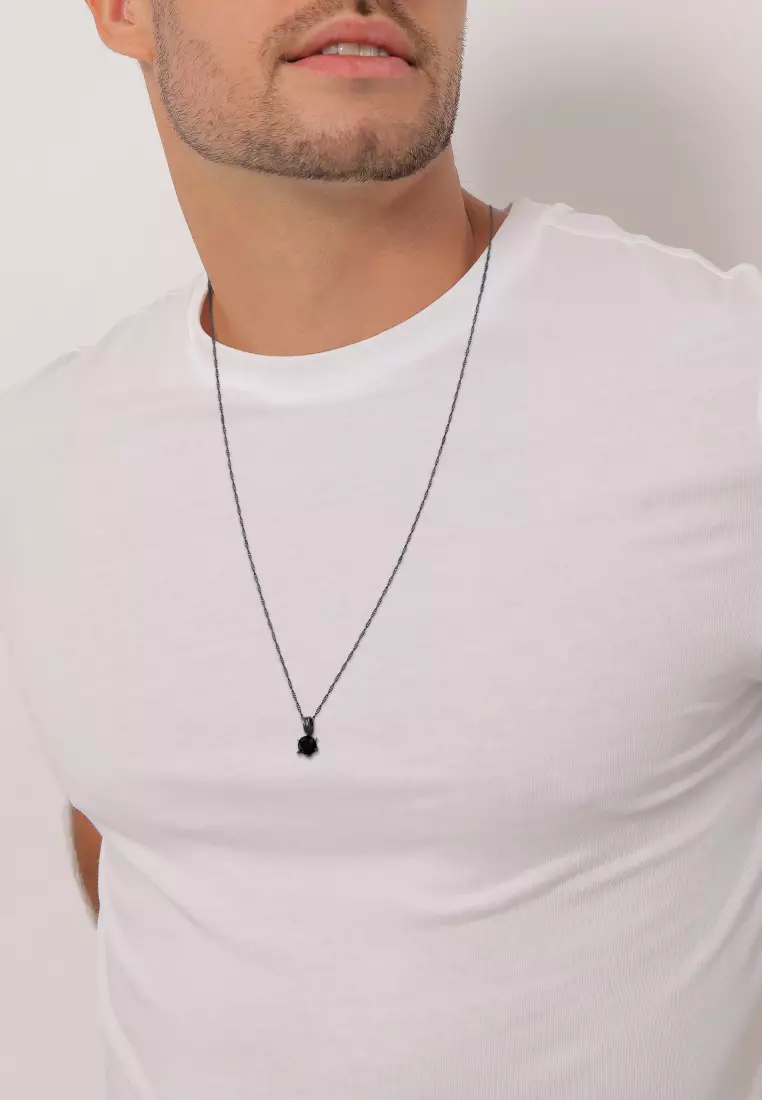 施华洛世奇®男士单钻黑色水晶项链