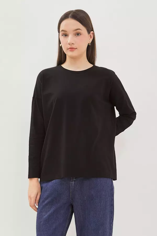 Minimal - Larissa - T-Shirt Lengan Panjang Jersey - Black Warna Black