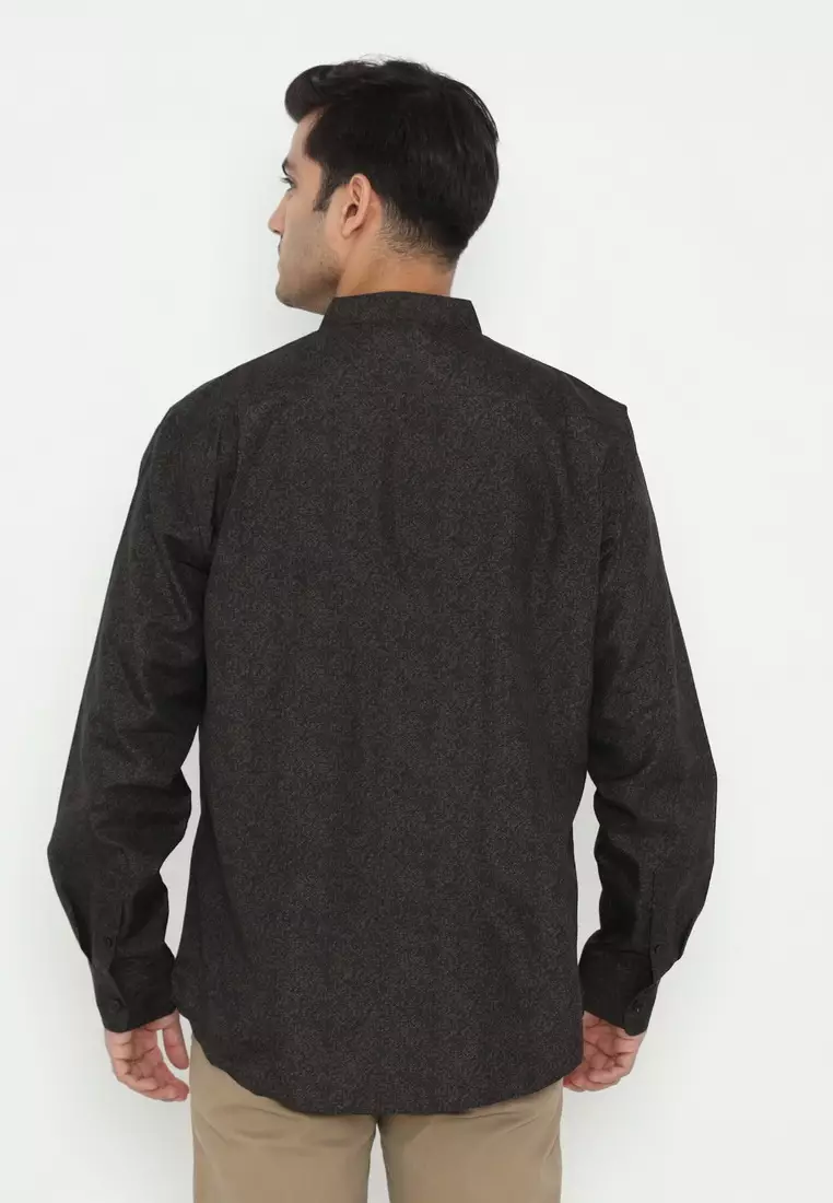 POLICE Kemeja Koko Printing Cotton Soft Regular Fit Lengan Panjang Pria