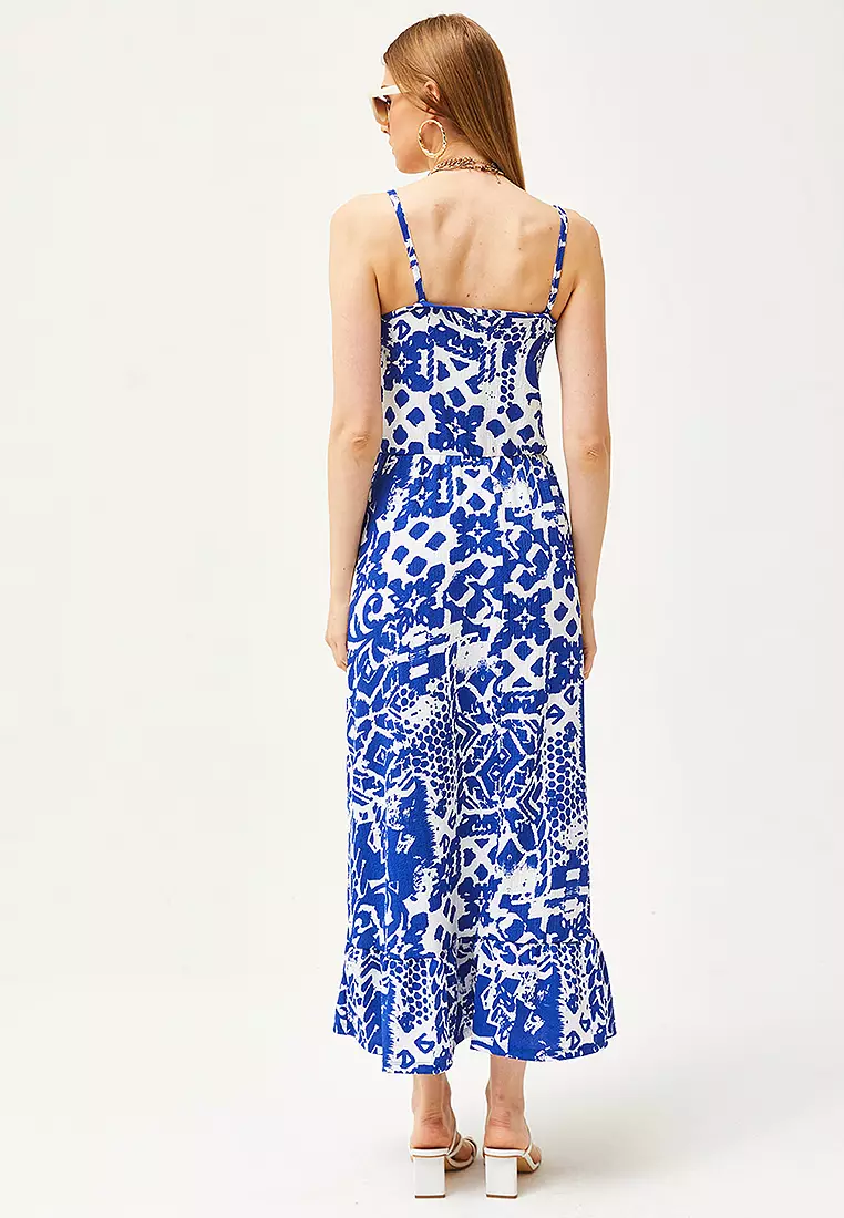 Geometric Midi Dress with Beads Detail