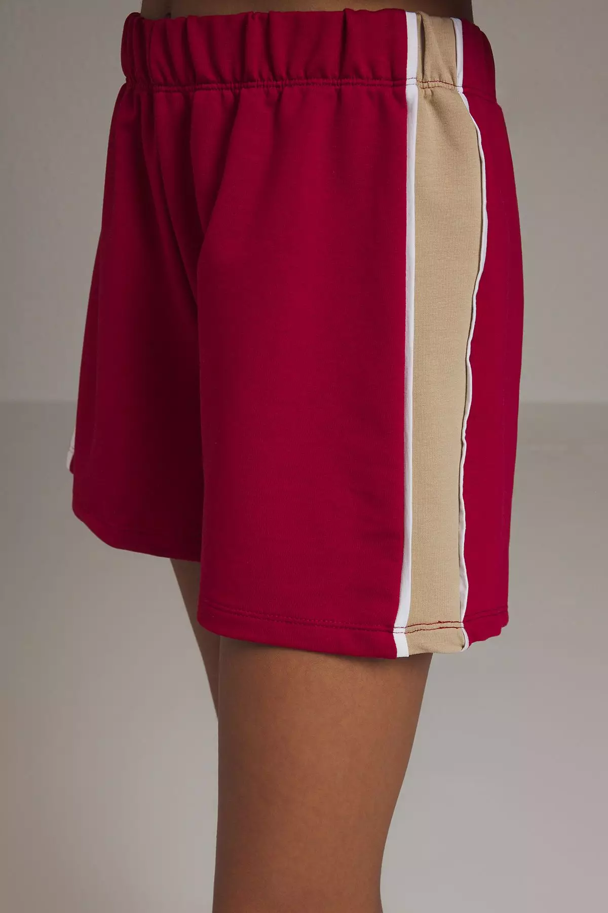 Burgundy Color Block Mini Shorts & Bermuda TWOSS25SR00063