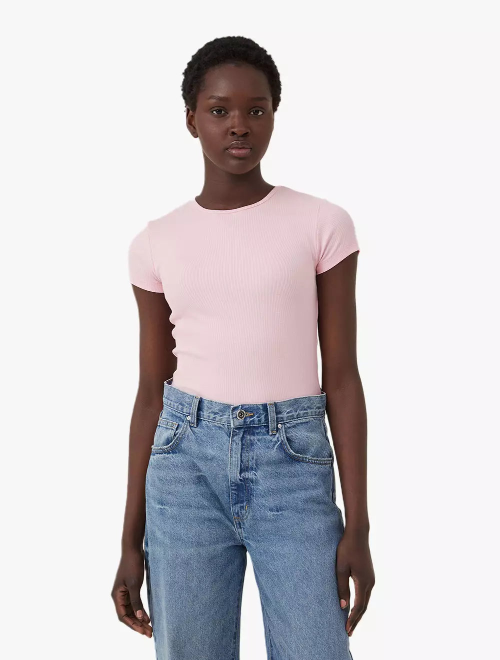 Rib T-shirt - Light Pink