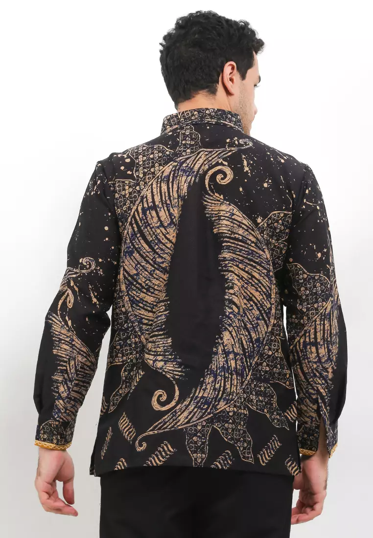 BATIK TALENTA EXCLUSIVE Lengan PANJNG DOBBY SMOCK KATUN HALUS BLACK PAKISH