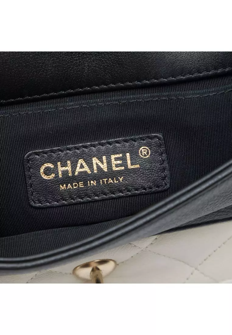Pre-Loved Chanel Mini Square Calfskin Graphic Flap Crossbody