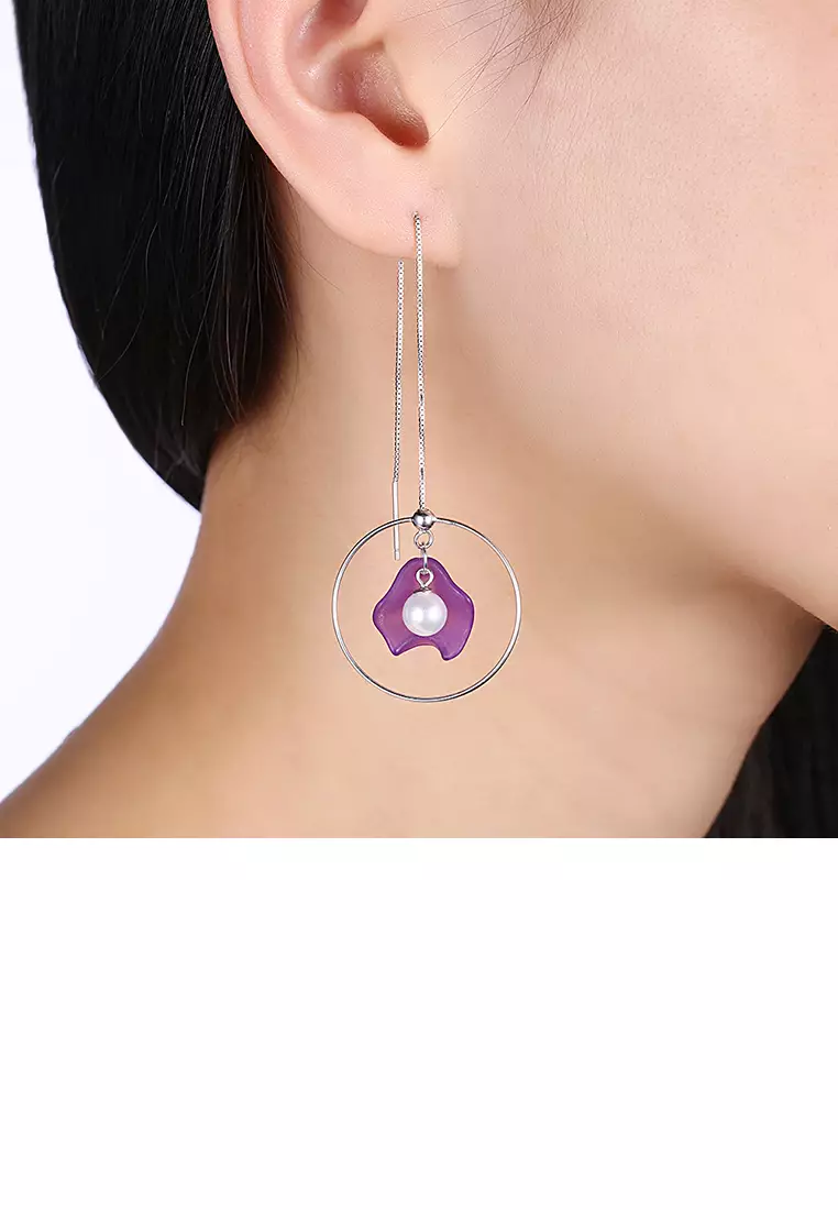 Purple shell earrings new arrivals