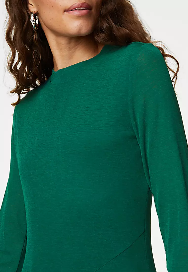 Mesh Jersey Midi Column Dress