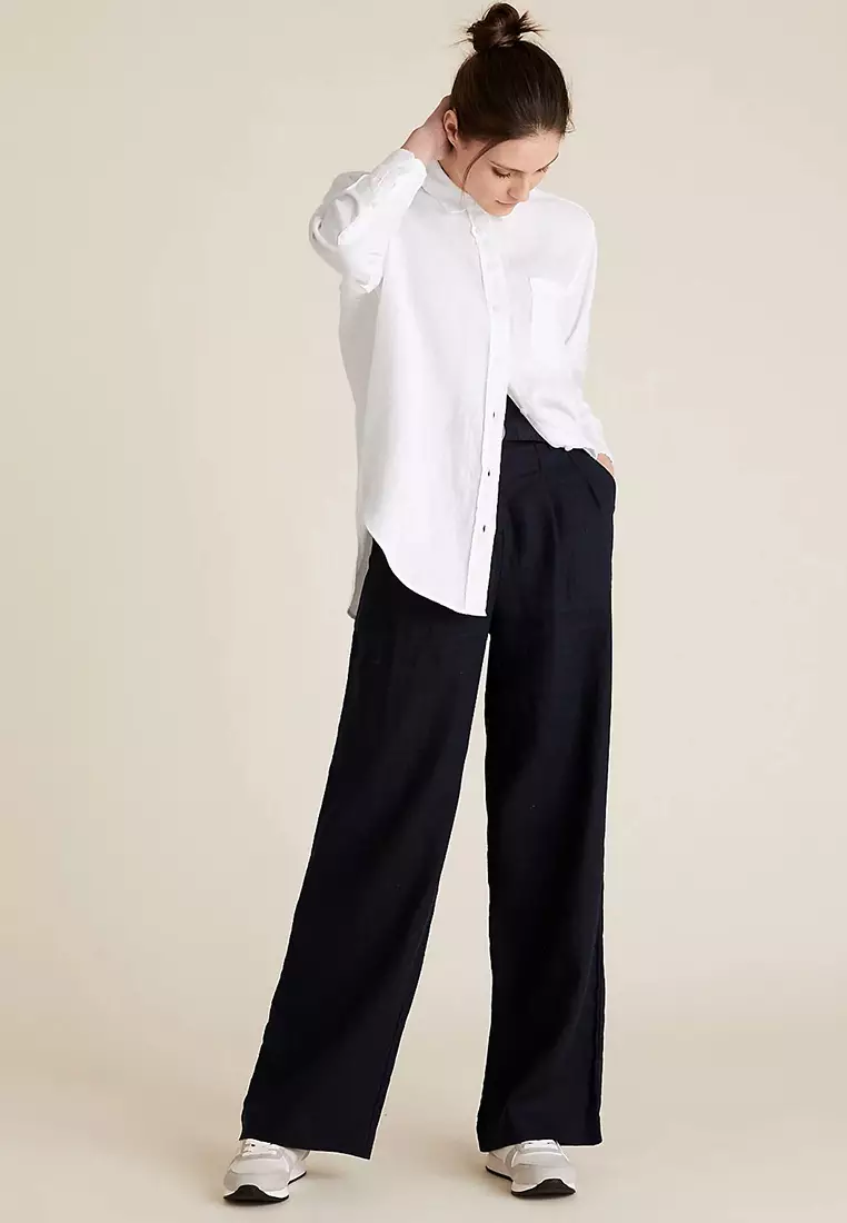 Pure Linen Oversized Long Sleeve Shirt