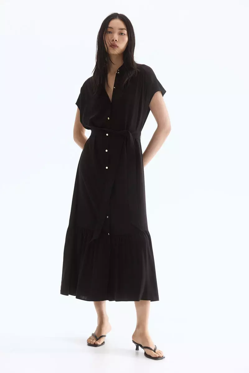 Tie-belt shirt dress